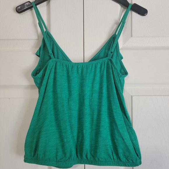 Express | Green Ruffled Top - Picture 2 of 3